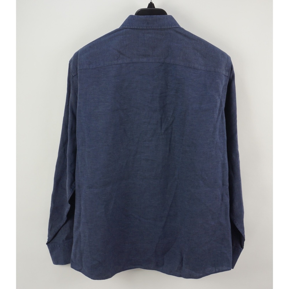 UNTUCKit 100% Linen Santo Navy Wrinkle Resistant Shirt Mens 2XL Long Sleeve Blue - Picture 2 of 10